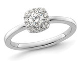 1/2 Carat (ctw I2-I3) Diamond Halo Engagement Ring in 14K White Gold